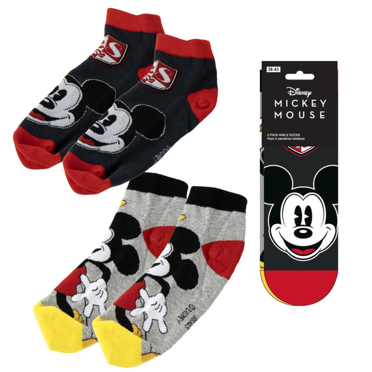 Disney Mickey Mouse Kurzsocken 2 Paar 36 bis 43 (Onesize)