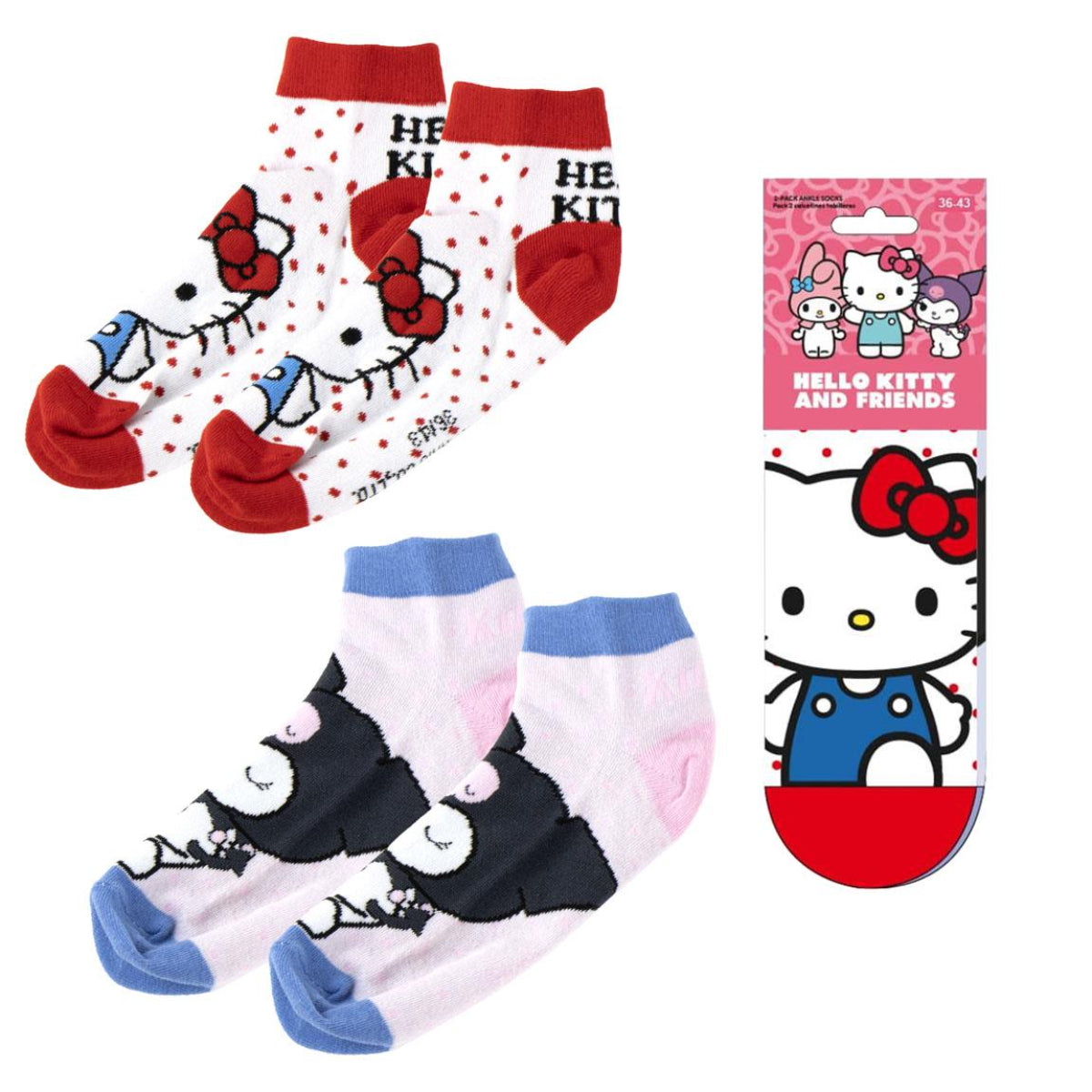 Hello Kitty 2'er Pack Kurzsocken 36 bis 43 (Onesize)