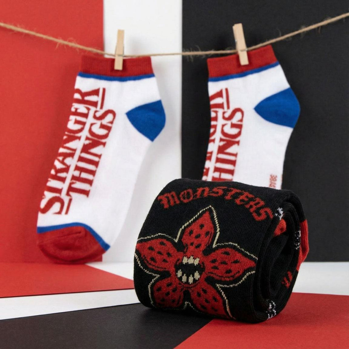 Stranger Things Unisex Kurzsocken Set 38 bis 45 bequemer Materialmix