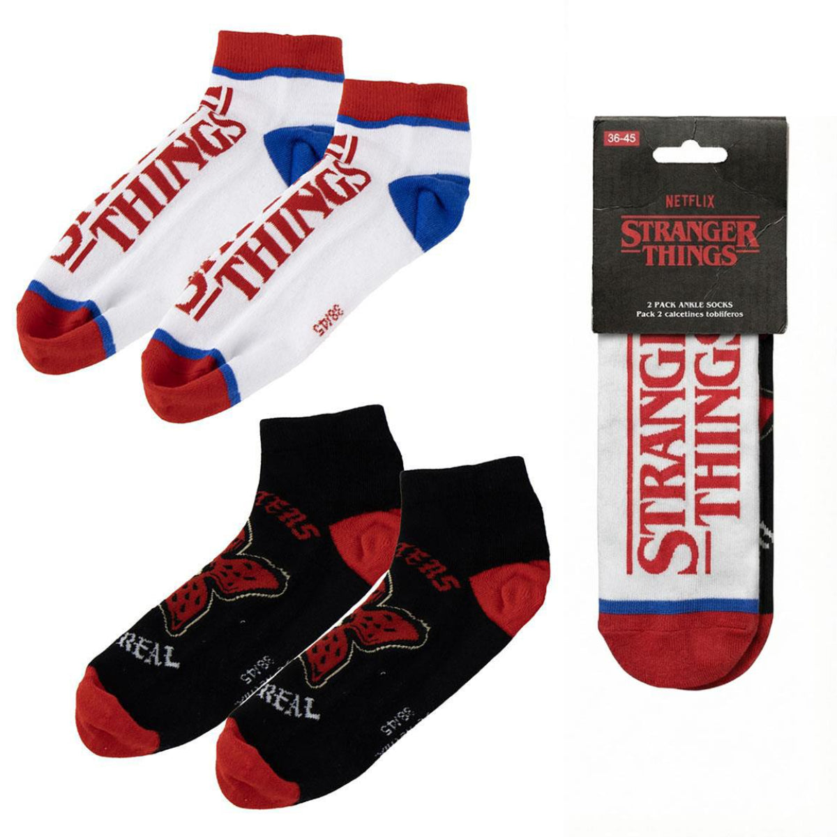 Stranger Things Unisex Kurzsocken Set 38 bis 45 bequemer Materialmix