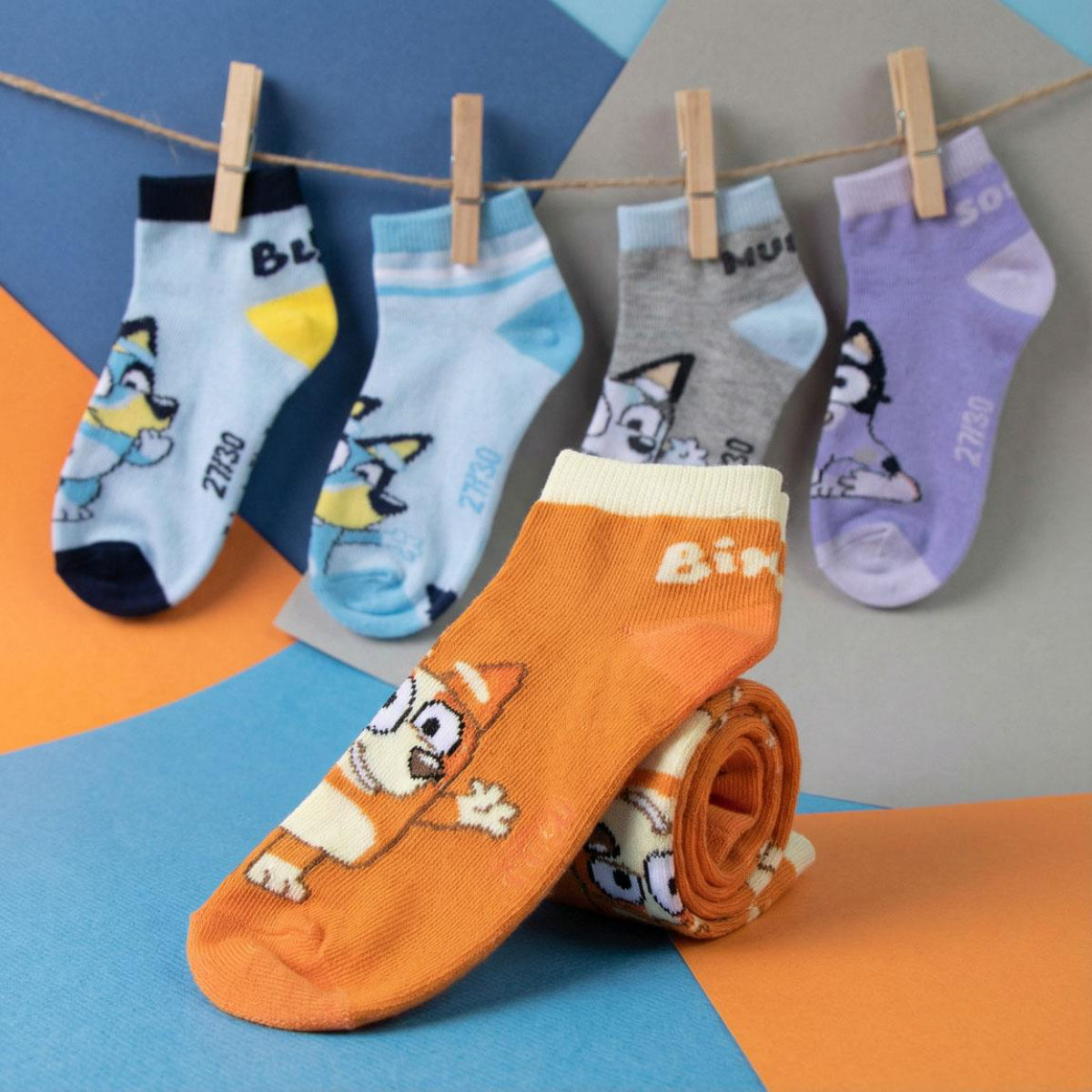Bluey 7 Paar Kinder Kurzsocken Set für Schule und Freizeit