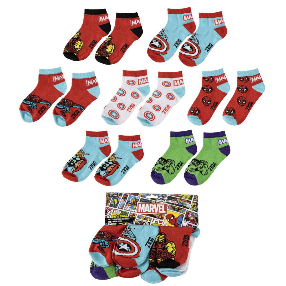 Marvel Kinder Sneakersocken 7er Set Polyester Onesize