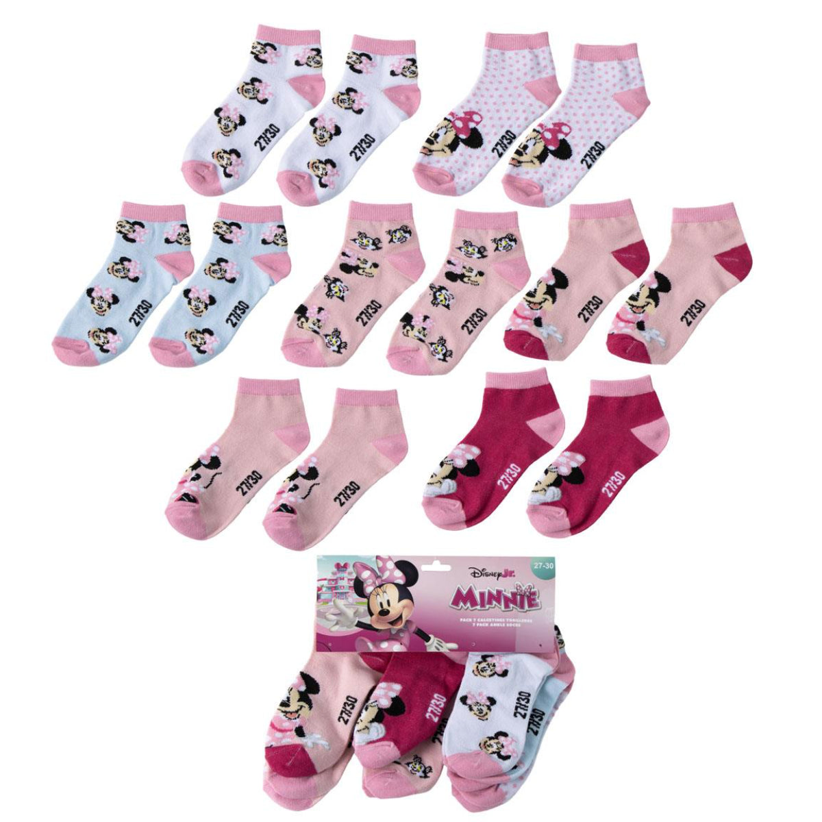 Disney Minnie Mouse Kinder Kurzsocken 7er Pack