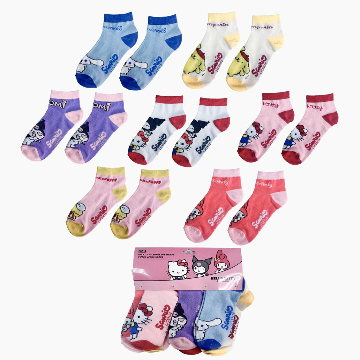 Hello Kitty Kinder 7'er Sneakersocken Mehrpack