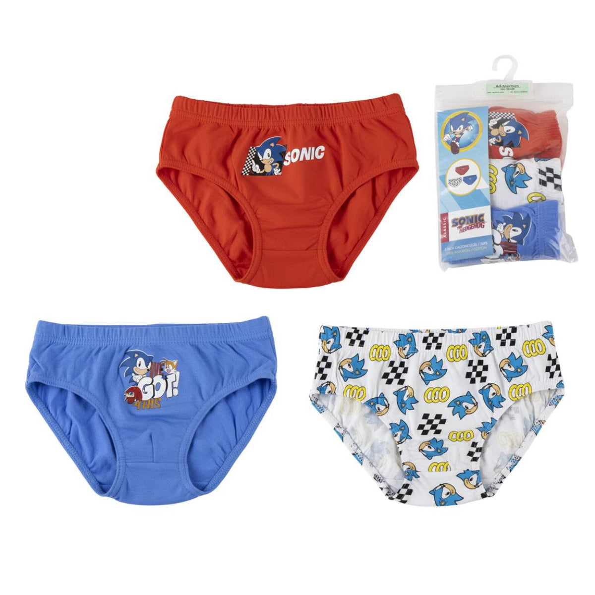 Sonic Jungen Unterwäsche 3er Set Single Jersey 100% Baumwolle