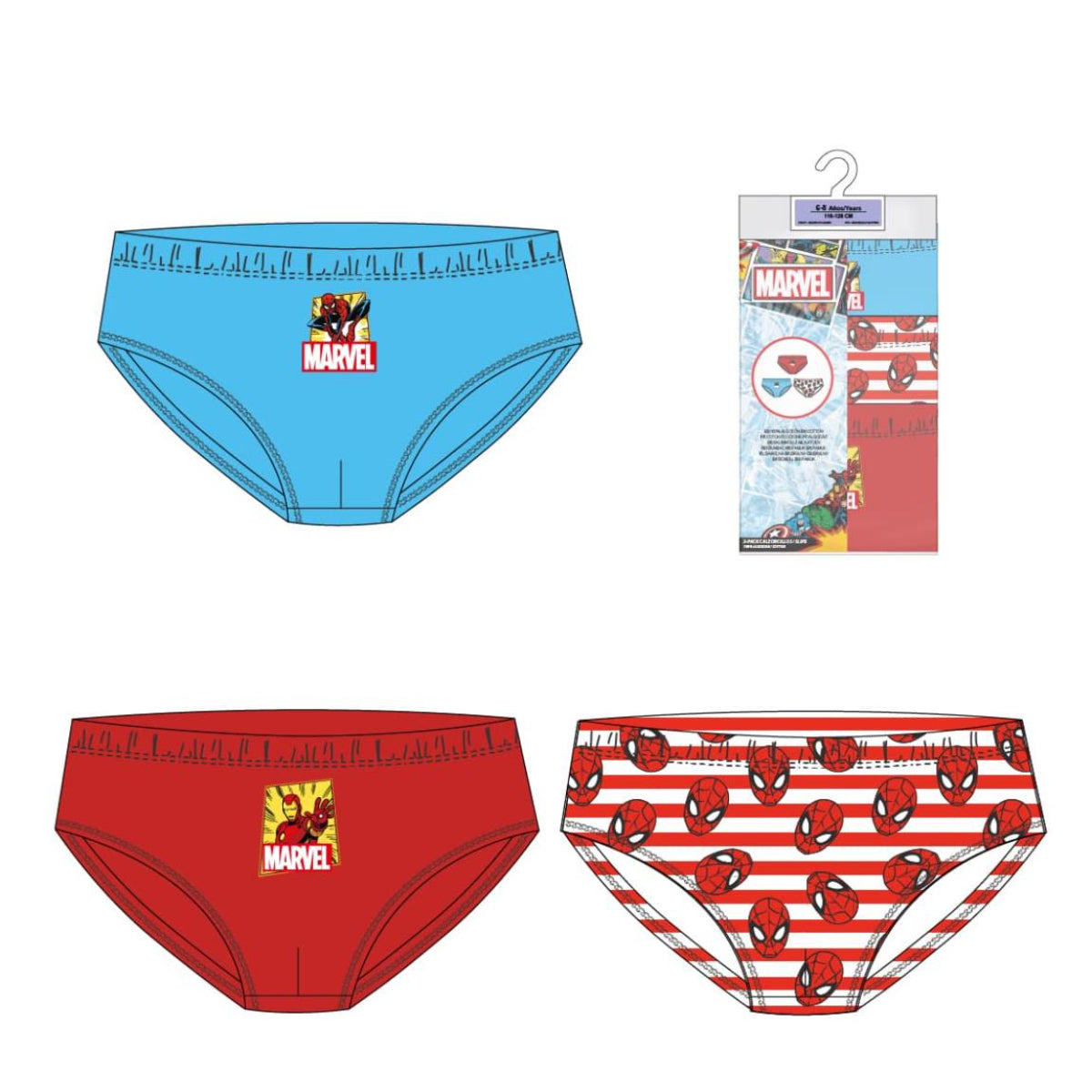 Marvel Jungen Unterhose 3 Stück Wäsche Set Single Jersey 100% Baumwolle