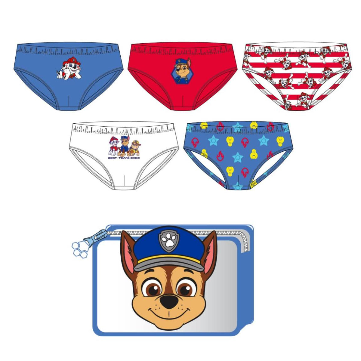 Paw Patrol 5 Teile Jungen Wäsche Set Single Jersey 100% Baumwolle