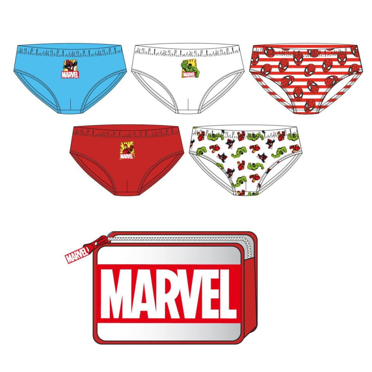 Marvel Jungen Unterhose 5 Stück Wäsche Set Single Jersey 100% Baumwolle