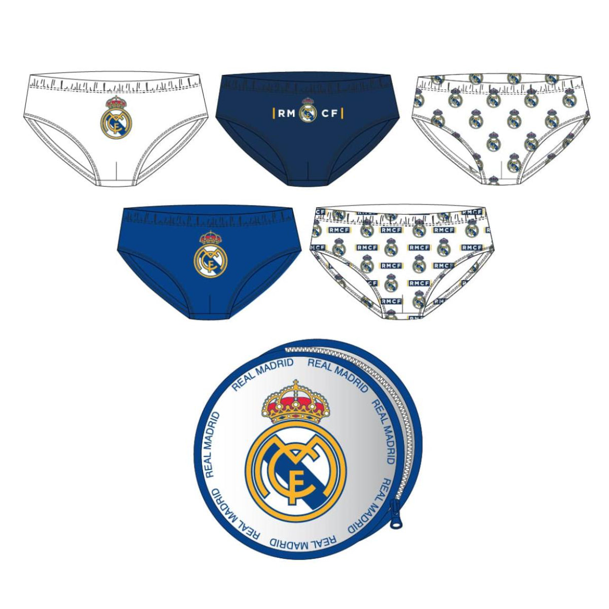 Real Madrid 5 Teile Jungen Unterwäsche Set aus Baumwolle Single Jersey