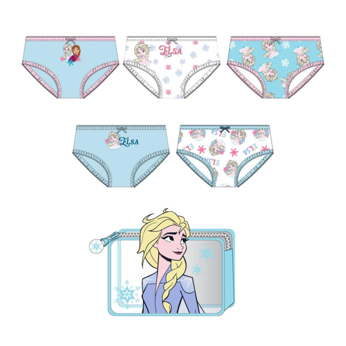 Disney Frozen Kinder 5'Er Unterwäsche Set Mädchen 100% Baumwolle