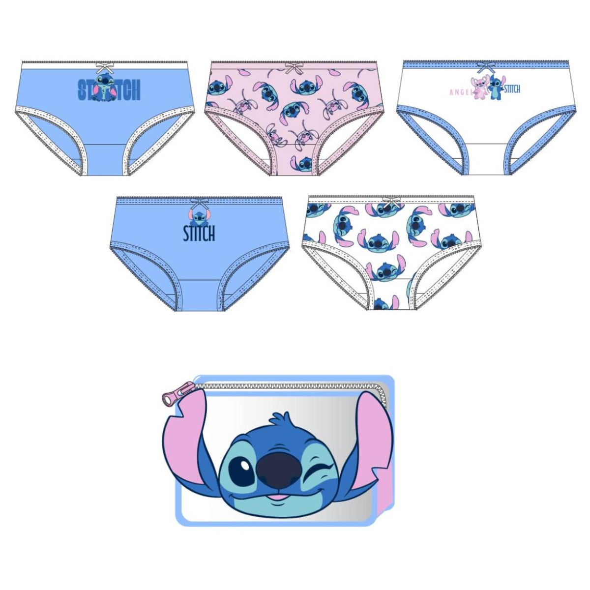 Disney Lilo und Stitch Mädchen Unterwäsche Set 5 teilig 100% Baumwolle