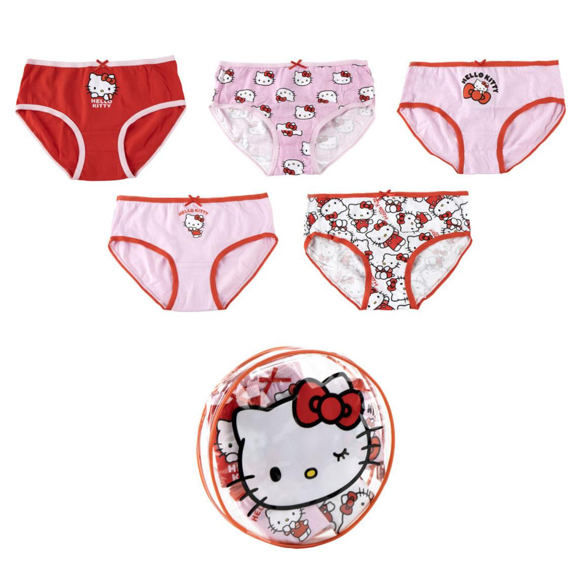 Hello Kitty Kinder 5'Er Unterwäsche Set Mädchen 100% Baumwolle
