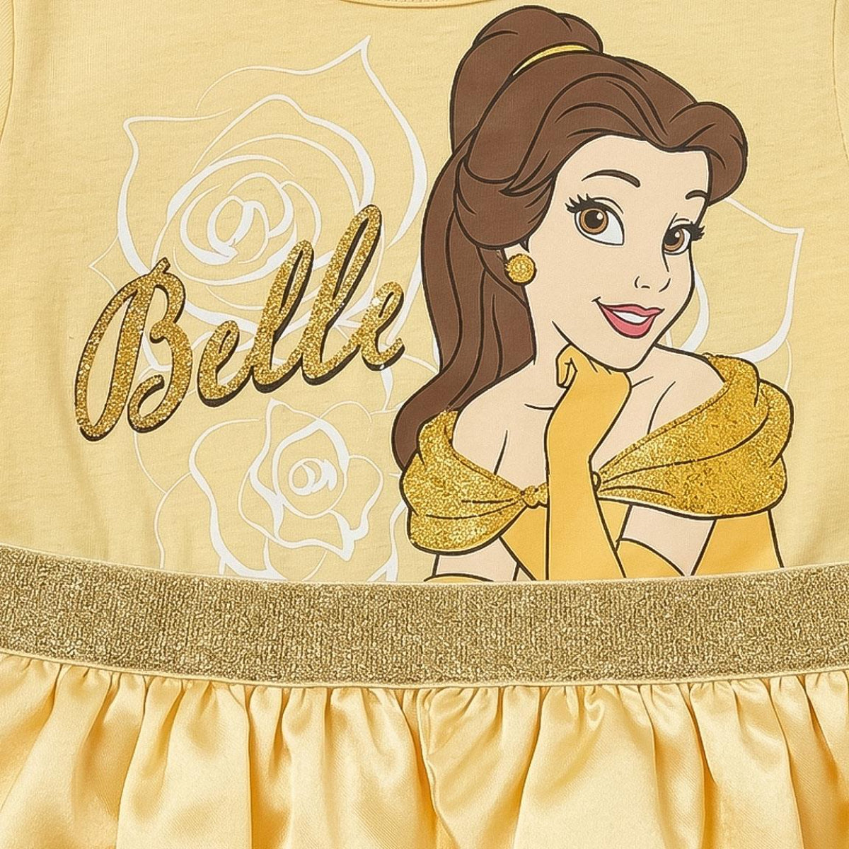 Disney Princess Belle Kinder Kleid Single Jersey für Mädchen 3 bis 6 Jahre Freizeit und Sommer
