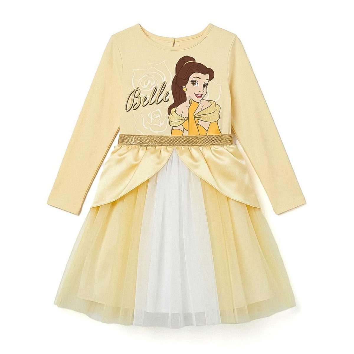 Disney Princess Belle Kinder Kleid Single Jersey für Mädchen 3 bis 6 Jahre Freizeit und Sommer