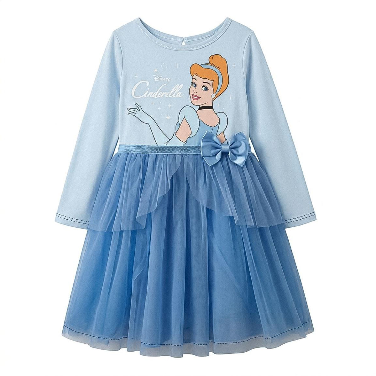Disney Cinderella Mädchen Kleid leichtes Jersey Kleid für Alltag und Urlaub