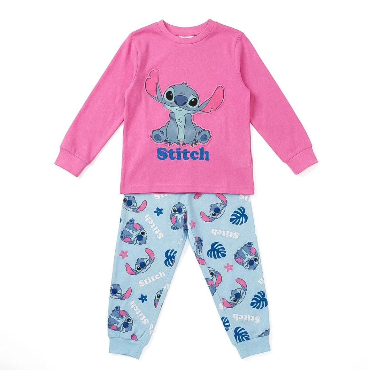 Disney Stitch Kinder Schlafanzug lang für Fans Ferien Urlaub und gemütliche Abende