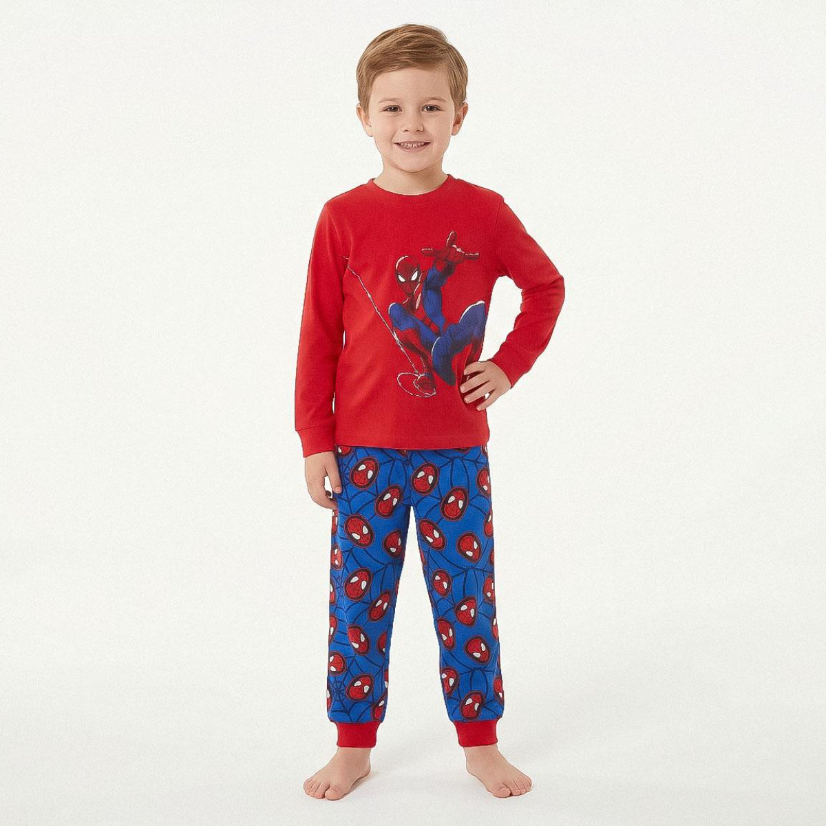 Marvel Spider-Man Schlafanzug Kinder lang für Nacht Freizeit und Zuhause