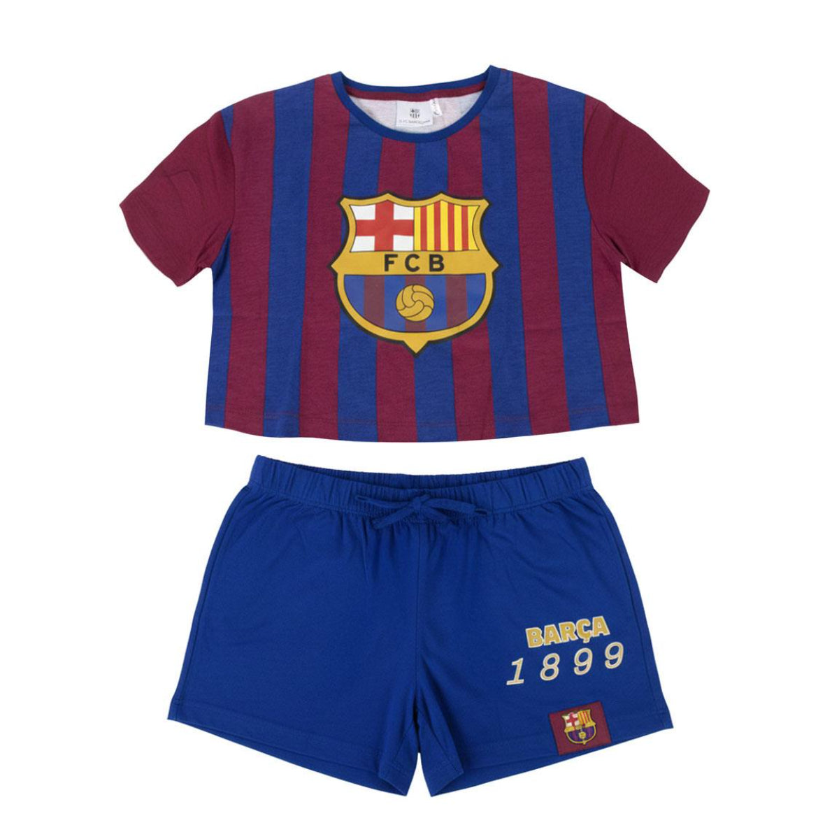 FC Barcelona Kinder Sommer Pyjama Kurz Baumwolle bequem Nachtwäsche