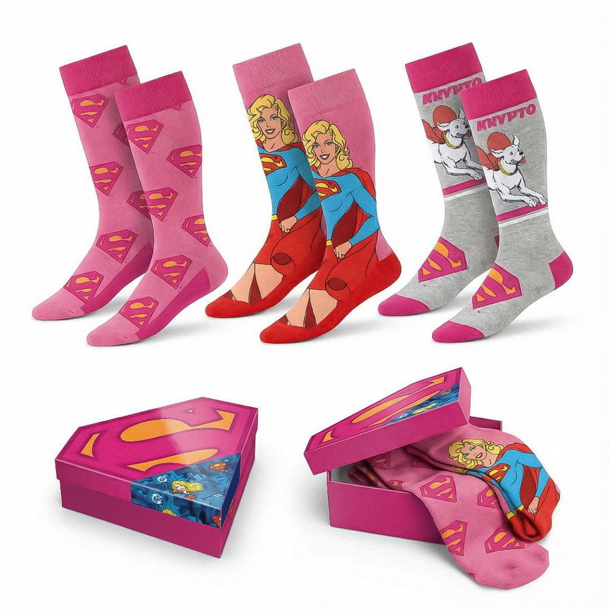 Superman Supergirl Socken für Erwachsene im praktischen 3er Set