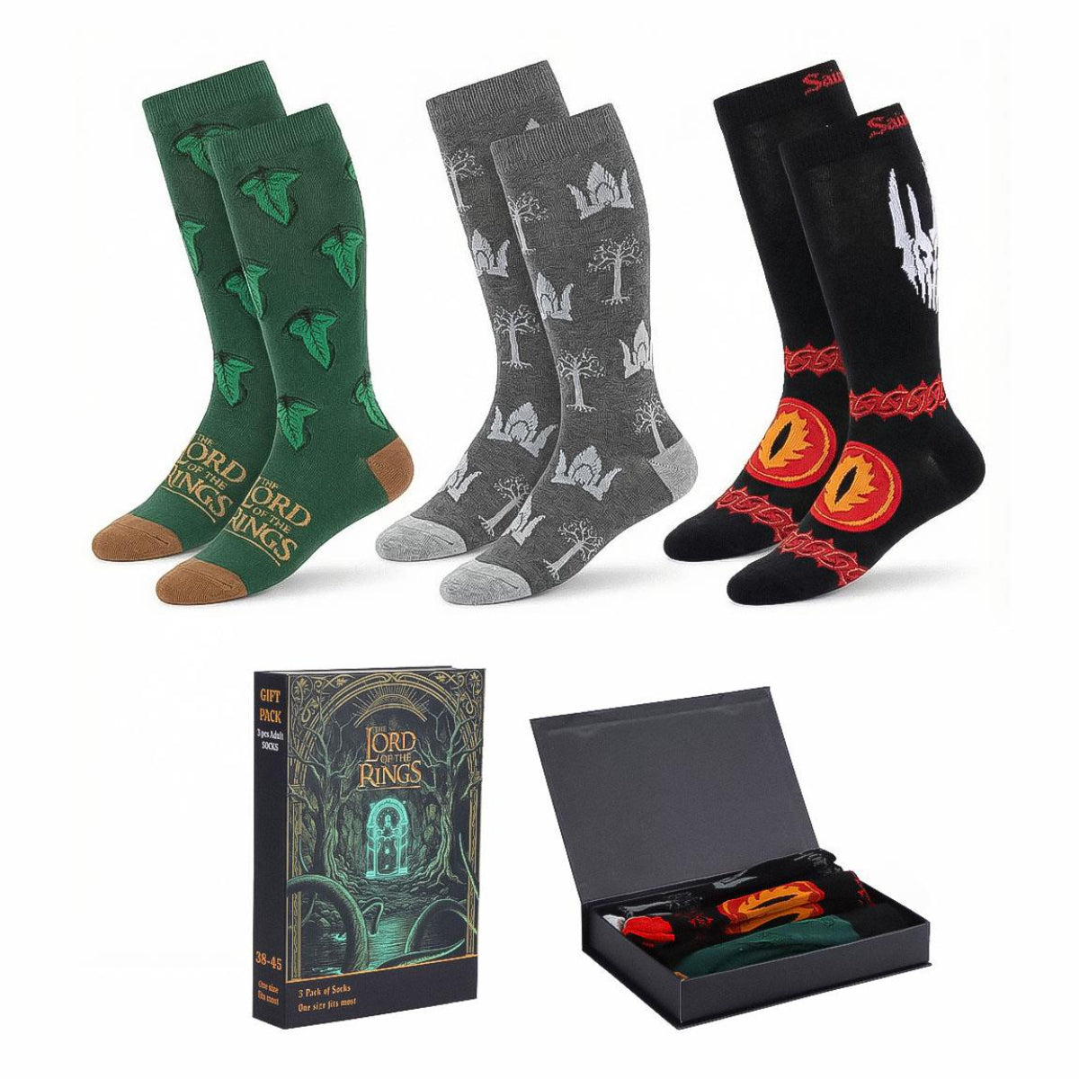 The Lord of the Rings Socken 3er Pack für Erwachsene Größe 38–45 für Alltag und Freizeit