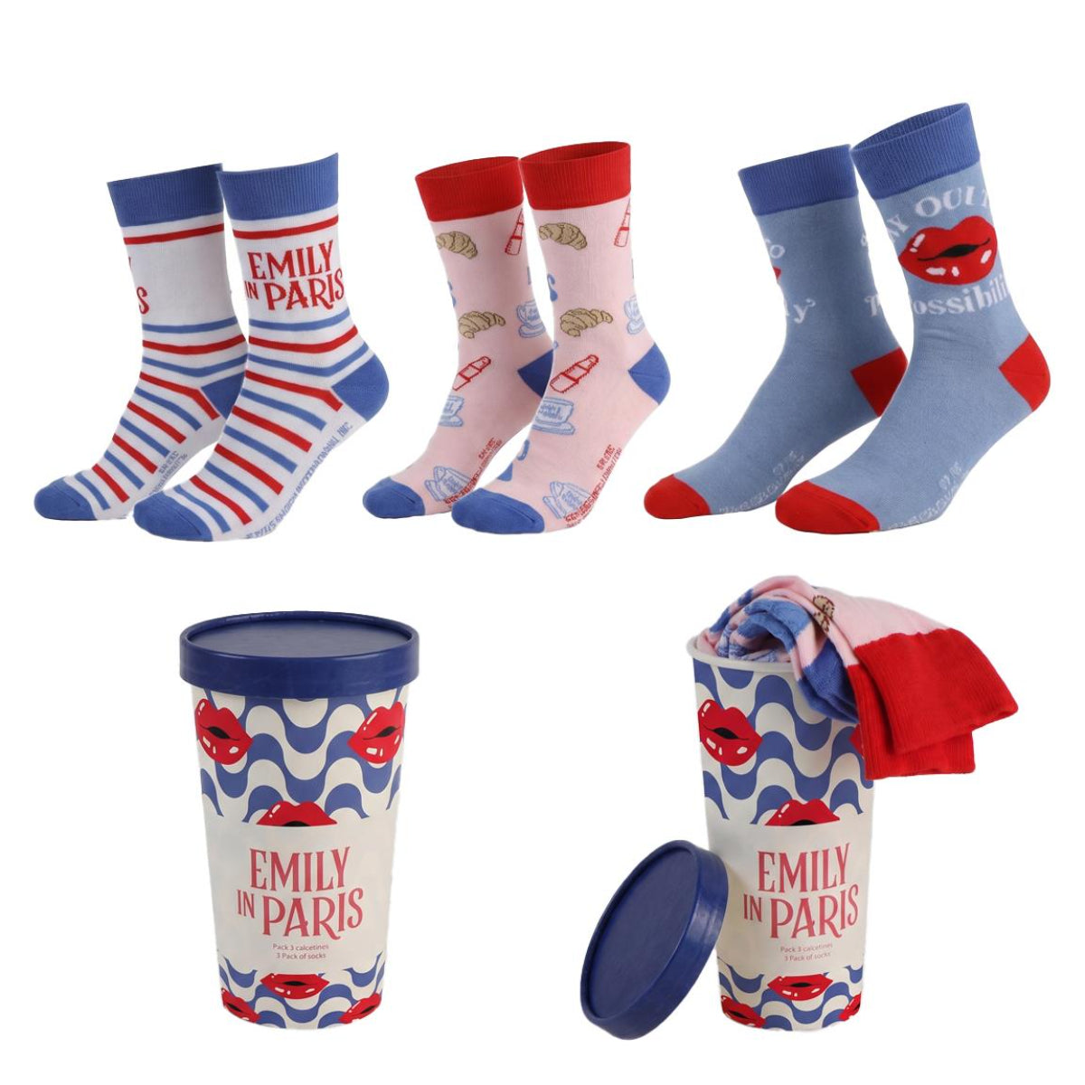 Emily in Paris Socken 3er Pack für Erwachsene Größe 36–43 für Alltag und Freizeit