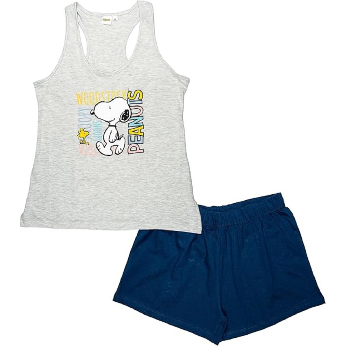 Snoopy Damen Schlafanzug aus Baumwolle – Ärmelloses Pyjama Set mit Tanktop & Shorts