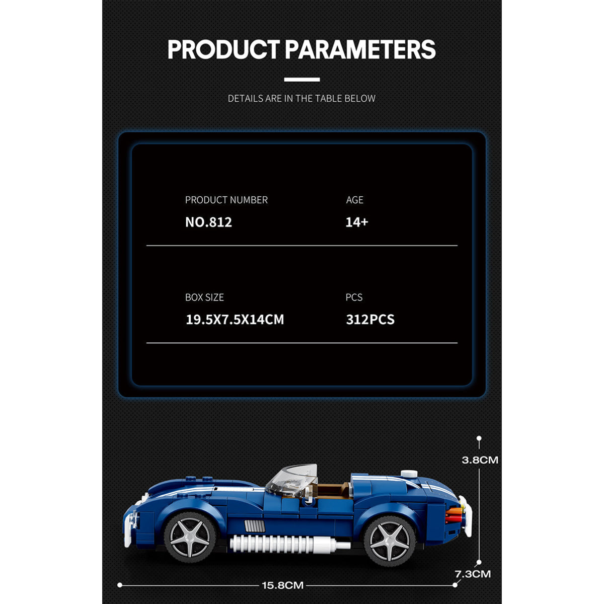 Reobrix 812 Roadster 1:24 Klemmbaustein Auto 312 Teile ab 14