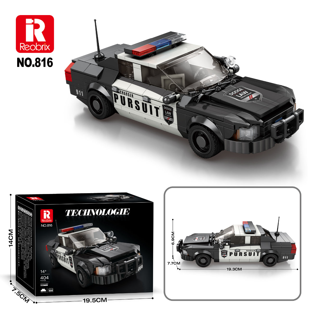 Reobrix 816 Polizeiwagen 1:24 Klemmbaustein Auto 404 Teile ab 14
