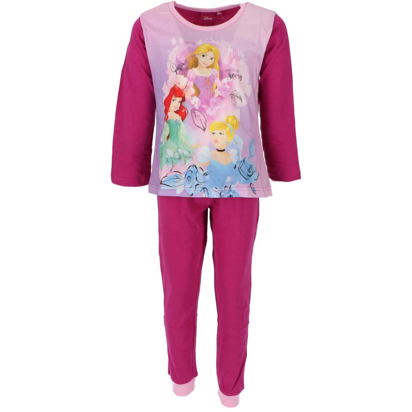Disney Prinzessinnen Pyjama weicher Schlafanzug aus 100% Baumwolle für Kinder