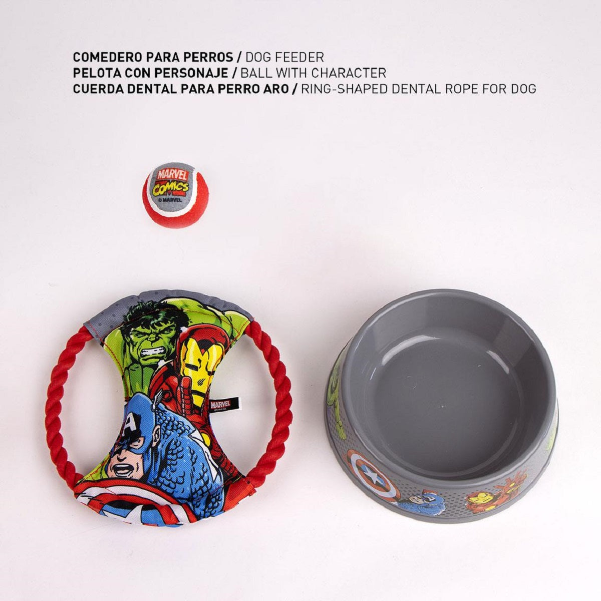 Avengers Hunde-Set – 3-teilig mit Napf, Spielzeug & Ball
