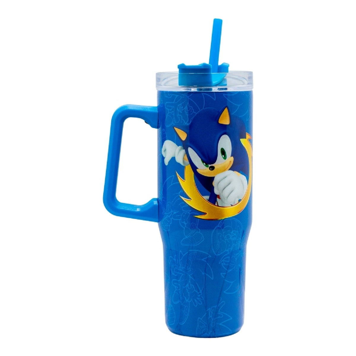 Sonic the Hedgehog Trinkflasche Thermobecher aus Edelstahl mit Strohhalm – 940 ml wiederverwendbar