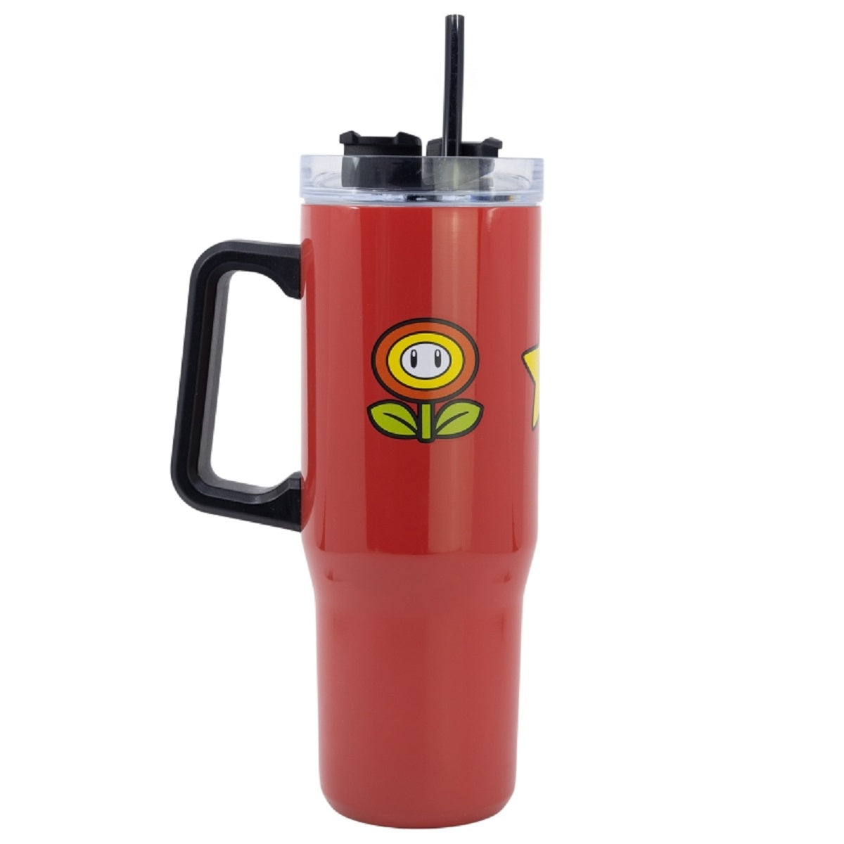 Super Mario XL-Thermobecher Trinkflasche aus Edelstahl mit Strohhalm und Griff – 940 ml