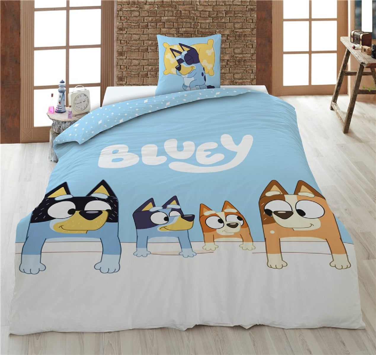 Bluey 2-teiliges Bettwäsche-Set für Kinder – Decken- und Kissenbezug 140x200 + 65x65 cm aus Polycotton