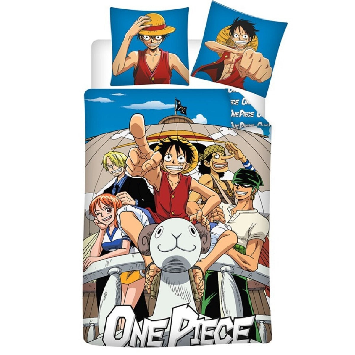 One Piece 2-teiliges Bettwäsche-Set für Kinder – 1x Deckenbezug (140x200 cm) & 1x Kissenbezug (65x65 cm) aus Polycotton