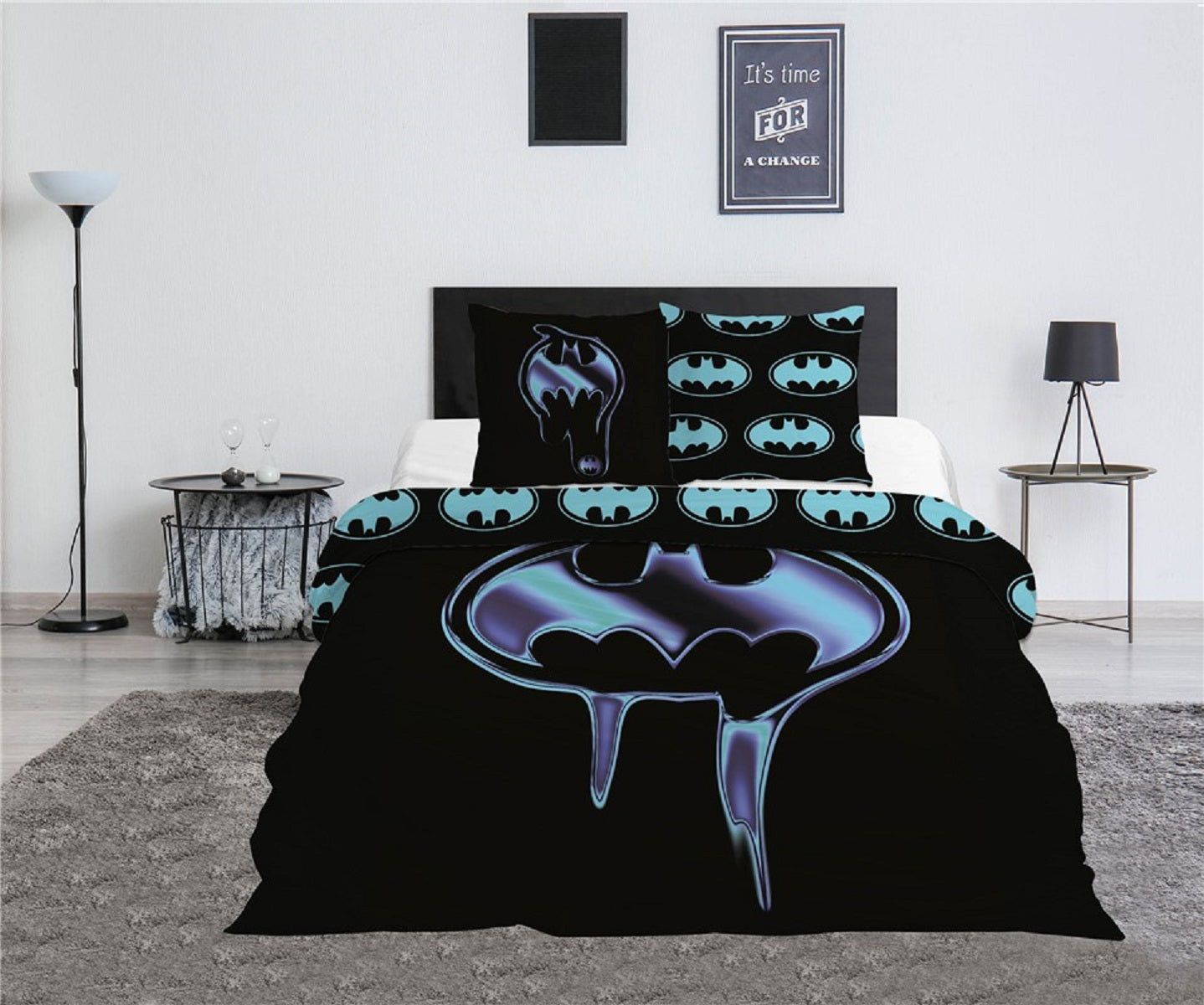 Batman 3-teiliges Bettwäsche-Set – 1x Deckenbezug (240x220) & 2x Kissenbezug (65x65 cm) aus Polycotton