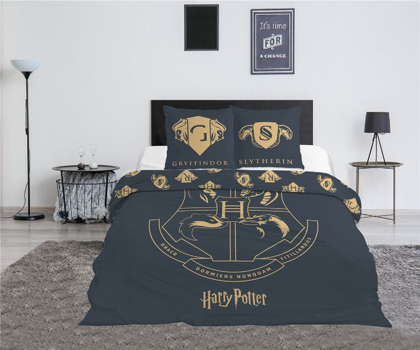 Harry Potter Doppelbettwäsche Set – 1x Deckenbezug 240x220 cm & 2x Kissenbezüge 63x63 cm aus Polyester