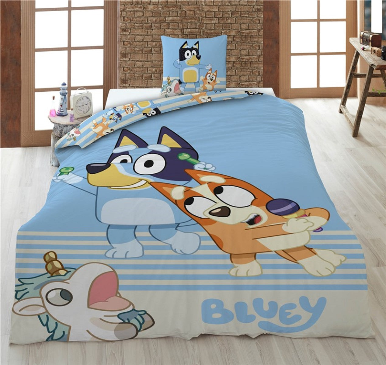 Bluey Bettwäsche-Set – 1x Deckenbezug 140 x 200 cm & 1x Kissenbezug 65 x 65 cm für Kinder