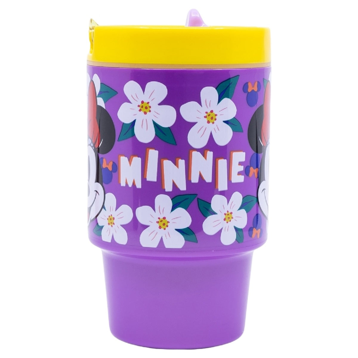 Disney Minnie Mouse Becher Mikrowellengeeigneter Kunststoffbecher 530  ml mit Schraubdeckel – Motivbecher für Kinder