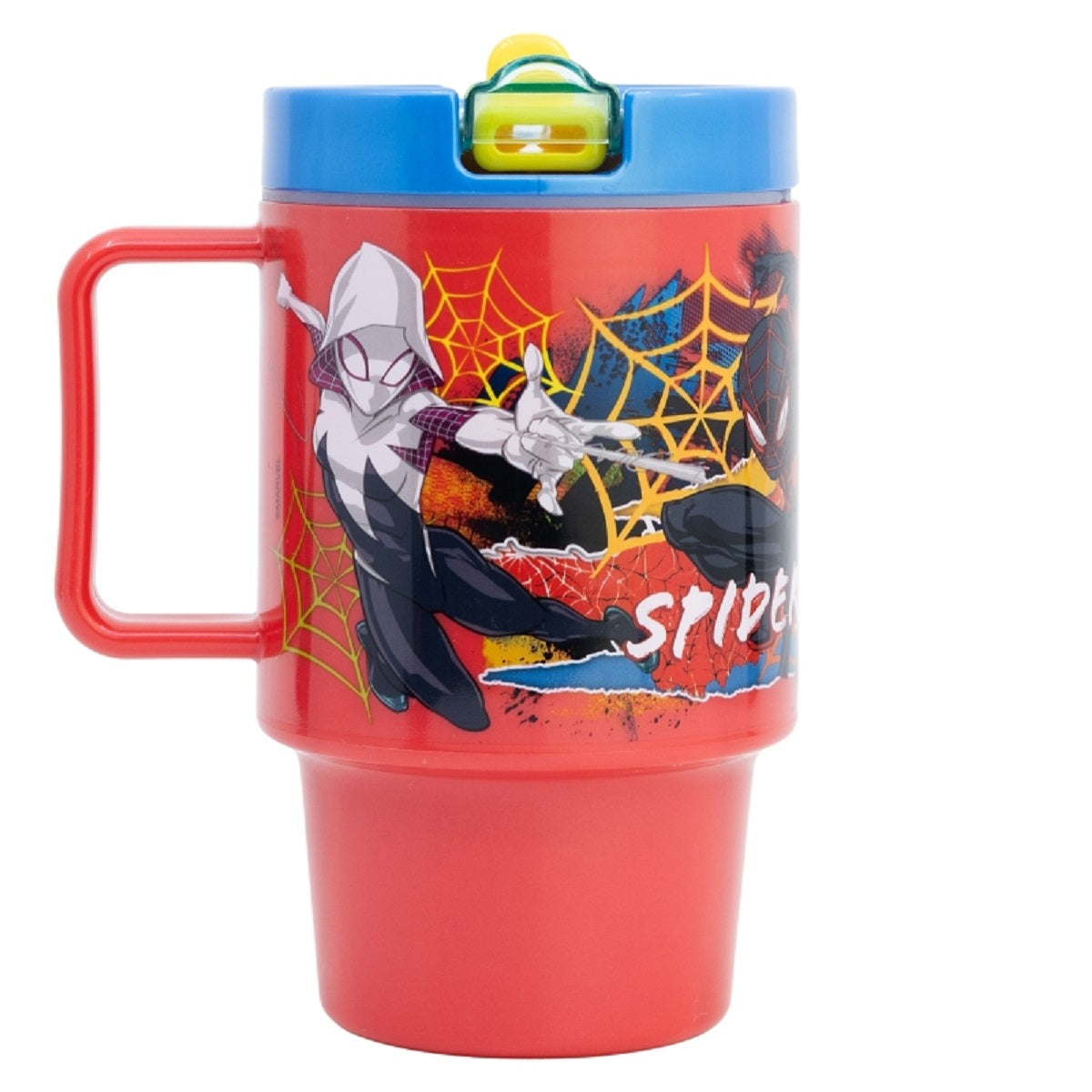 Spiderman Becher Mikrowellengeeigneter Kunststoffbecher 530  ml mit Schraubdeckel – Motivbecher für Kinder