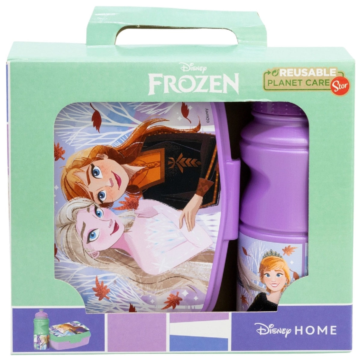 Disney Frozen 2er Set Kinderflasche (380 ml) und Brotdose im Geschenkkarton