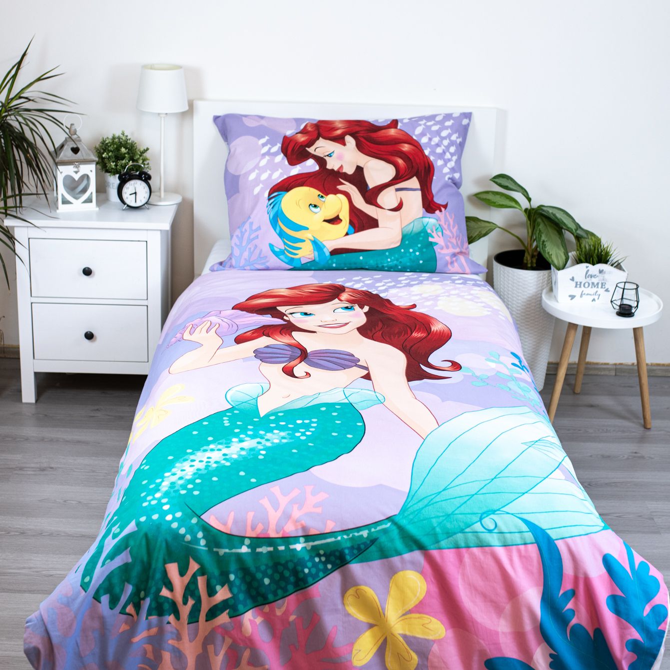 Disney Ariel Bettwäsche – Bettbezug 140x200 cm & Kissenbezug 70x90 cm
