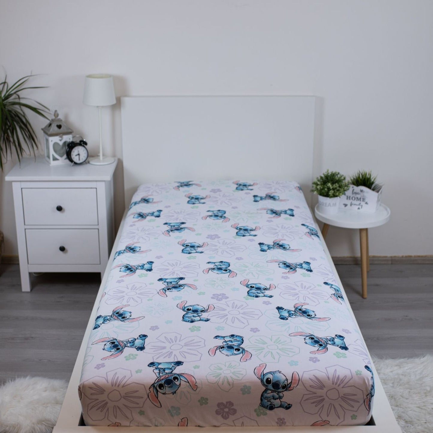 Lilo & Stitch Spannbetttuch aus Baumwolle – Spannbettlaken 90x200 cm für Kinder