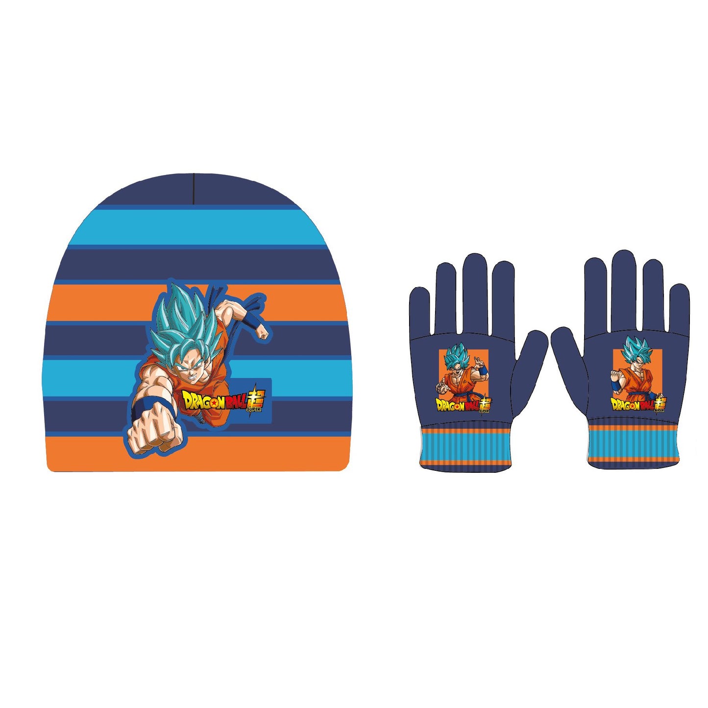 Dragon Ball Z Mütze und Handschuhe – Warmes Winterset für Kinder Onesize