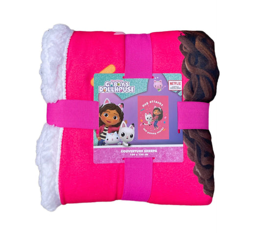 Gabby's Dollhouse Fleecedecke – Kuschelige Sherpa-Decke, 150 x 100 cm