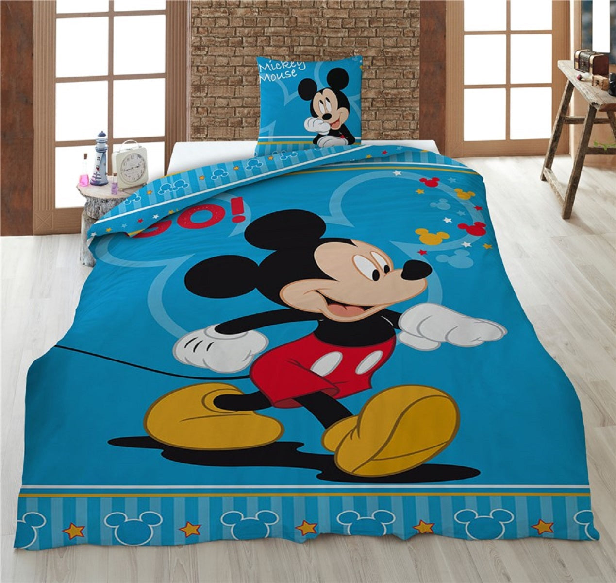 Disney Mickey Bettwäsche-Set 140x200 cm Microfaser Bettbezug und 63x63 cm Kissenbezug
