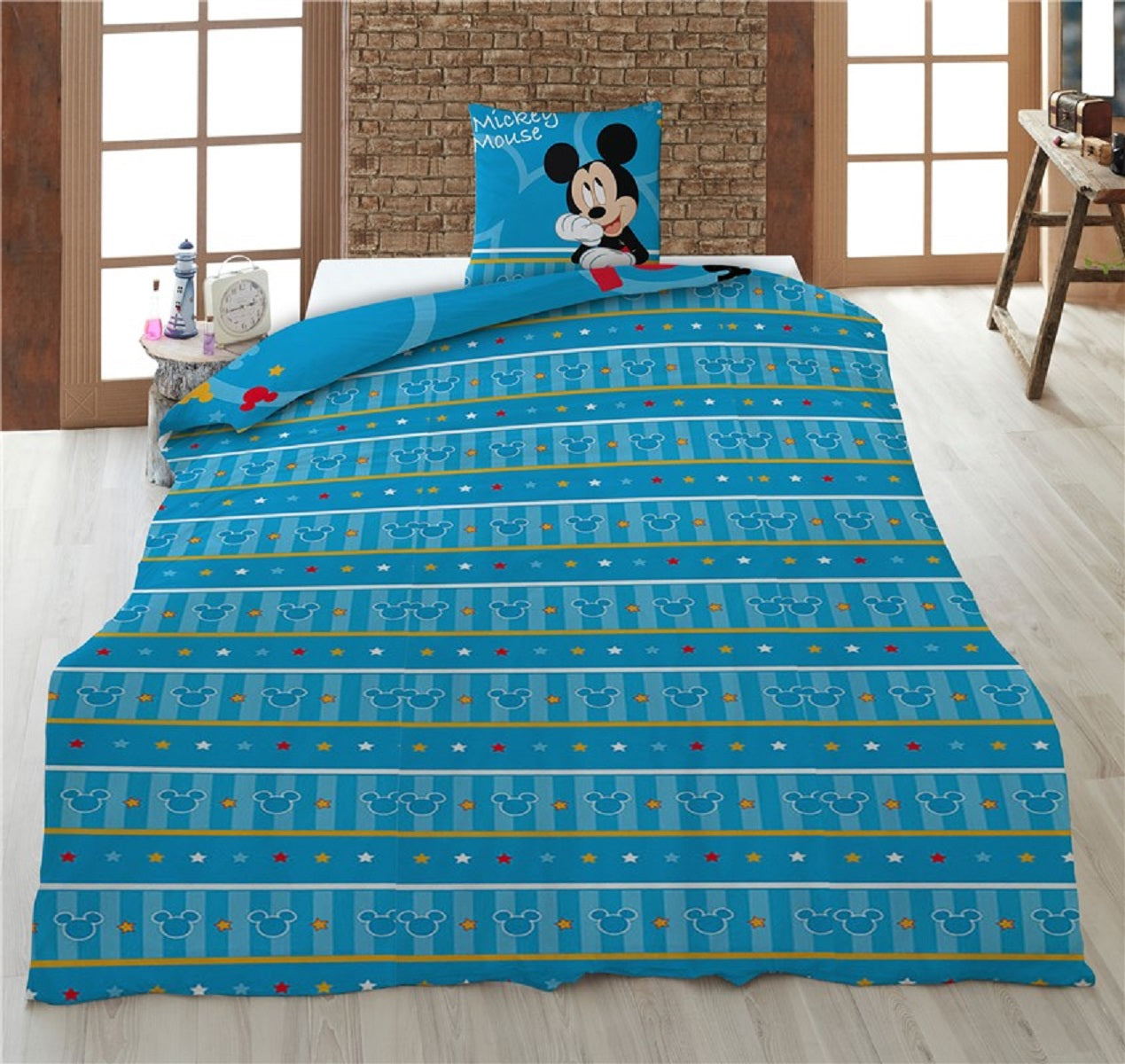 Disney Mickey Bettwäsche-Set 140x200 cm Microfaser Bettbezug und 63x63 cm Kissenbezug