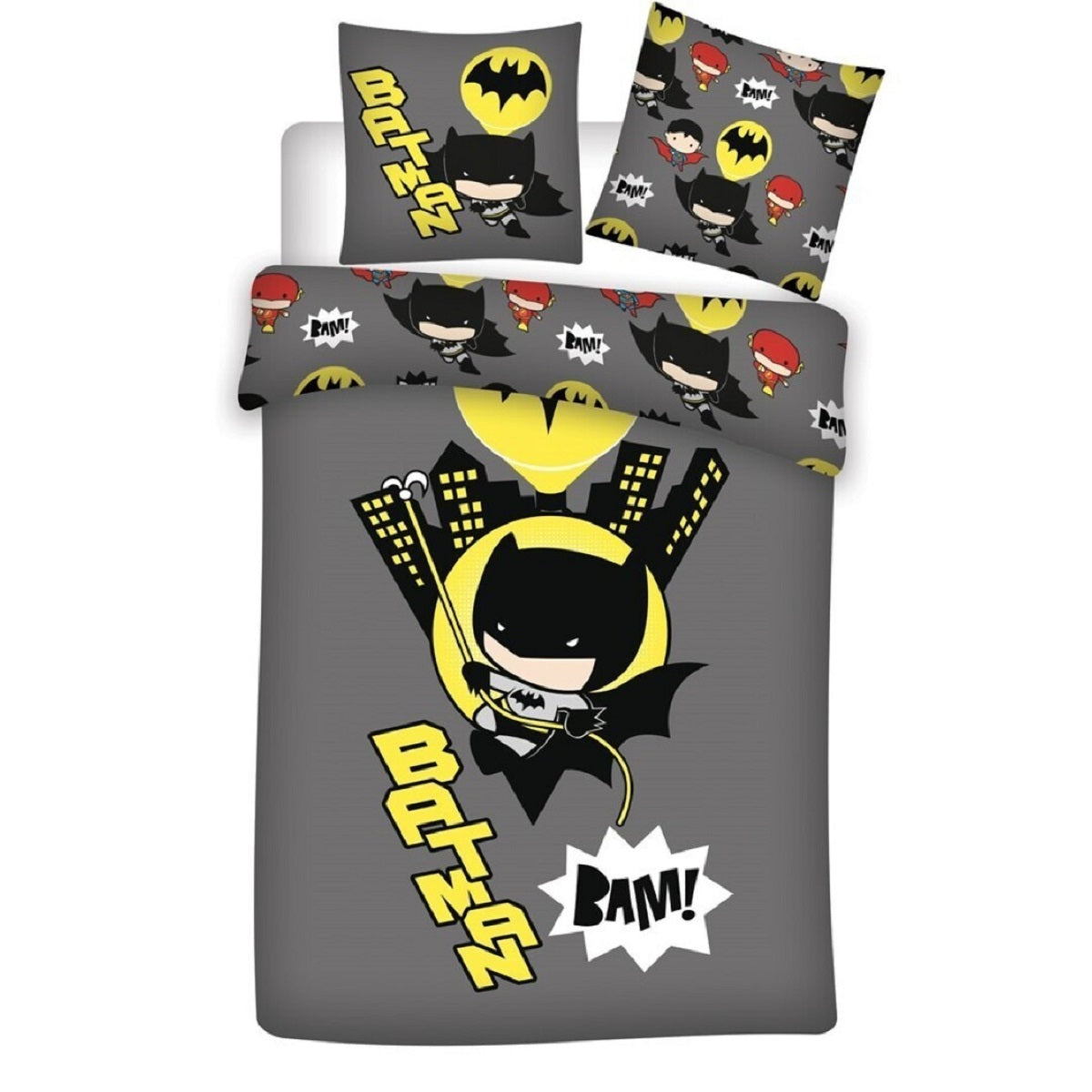 Batman Bettwäsche-Set 140x200 cm Bettbezug und 63x63 cm Kissenbezug, Microfaser