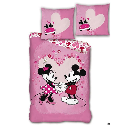 Disney Mickey & Minnie Bettwäsche-Set 140x200 cm Microfaser Bettbezug und 63x63 cm Kissenbezug