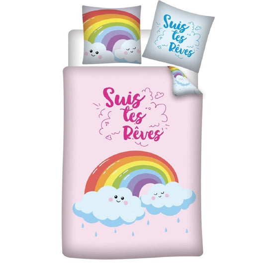 Rainbow Bettwäsche 140x200 cm – Bunter Bettbezug mit Kissenbezug aus 100% Polyester