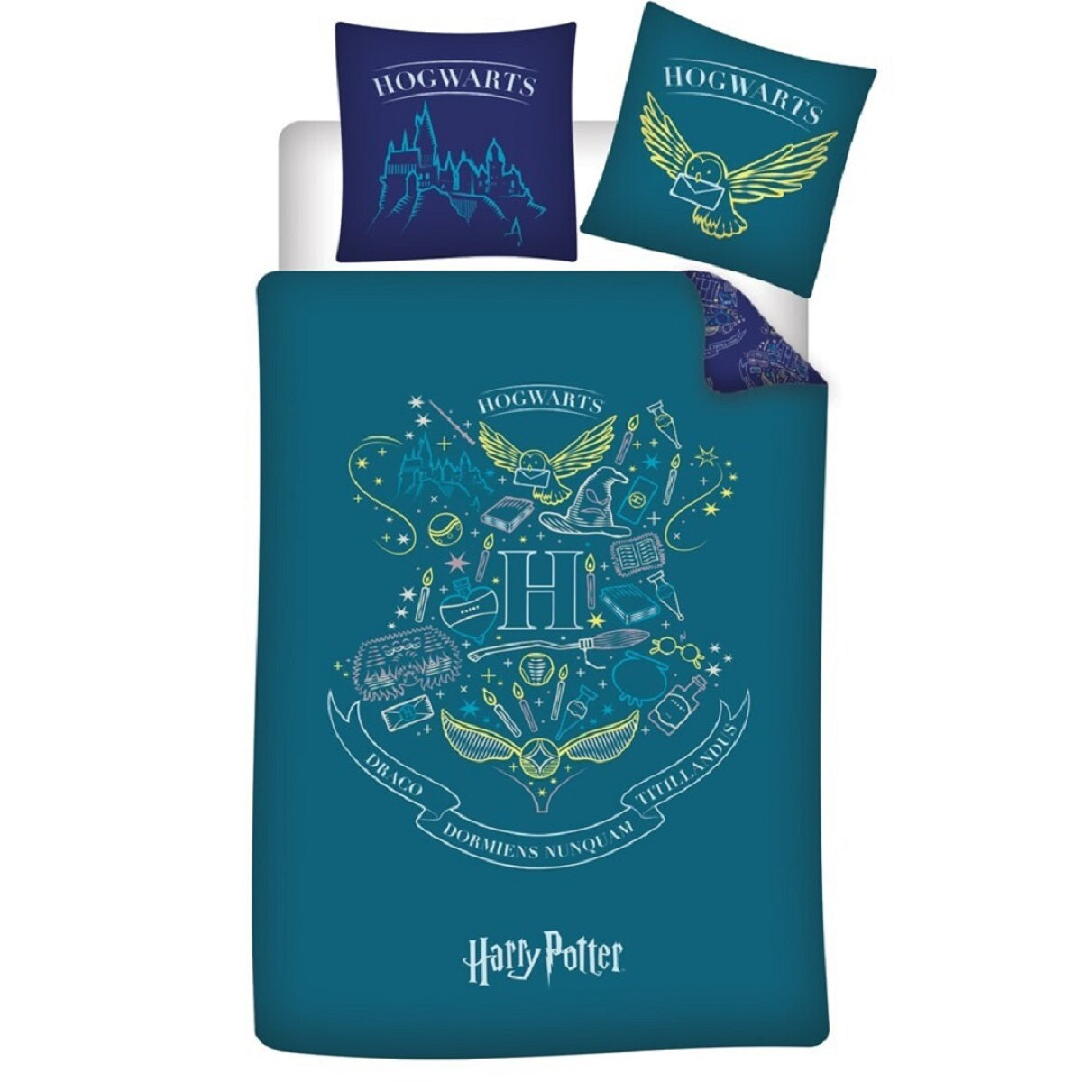 Harry Potter Bettwäsche-Set Decke & Kissenbezug 140x200 + 63x63 cm aus Microfaser